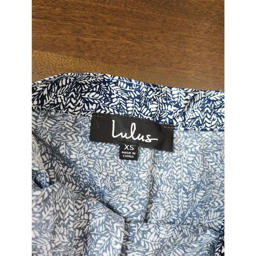 Lulus Beautiful Tempest Navy Blue Print Wrap Maxi Skirt